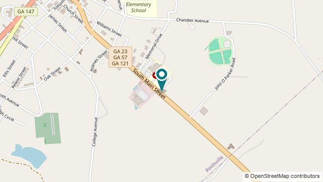 Street map showing the Reidsville office near South Main Street and Memorial Drive