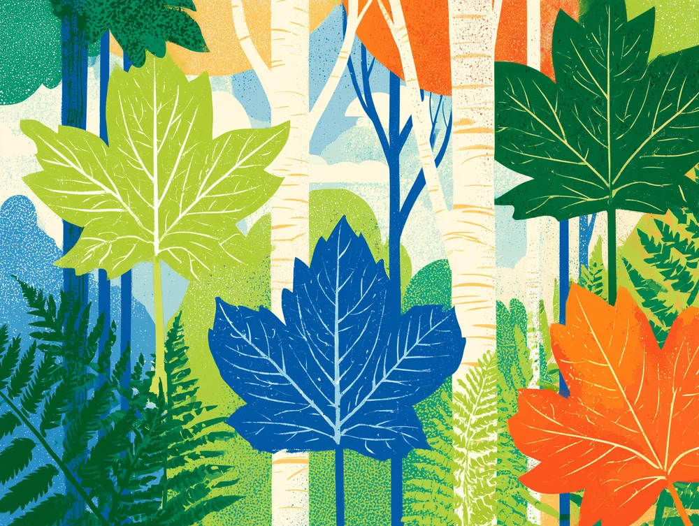 Illustration of woodland foliage