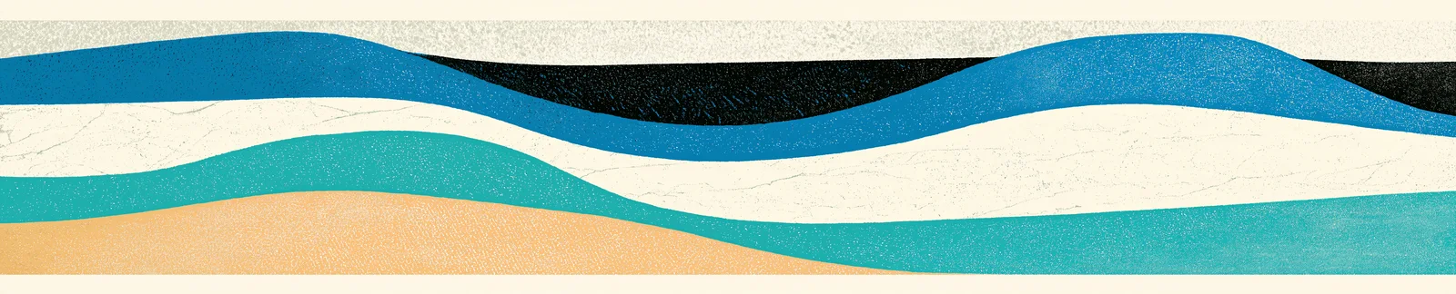 Illustration of a river through wooded hills