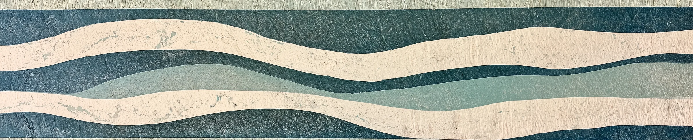 Illustration of a river through wooded hills