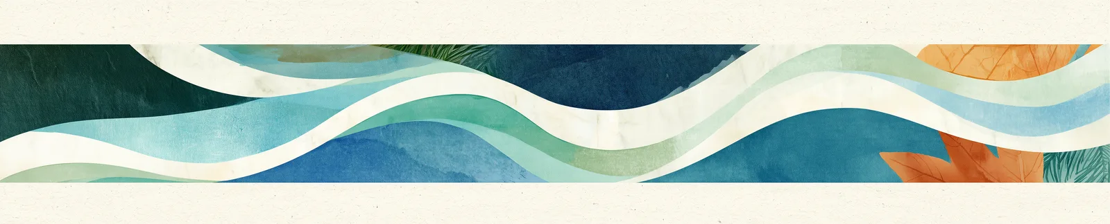 Illustration of a river through wooded hills