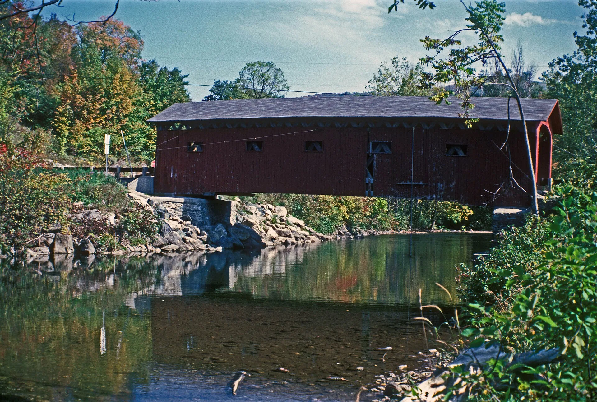 Arlington Green Covered Bridge beside the Battenkill in West Arlington