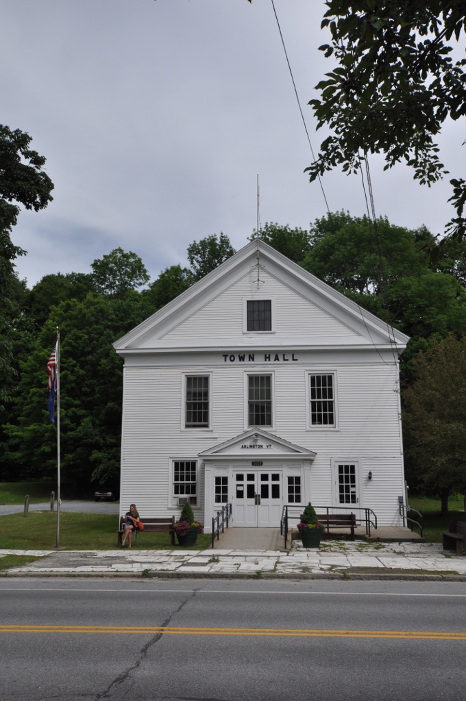 Arlington Town Hall, a white clapboard New England municipal building