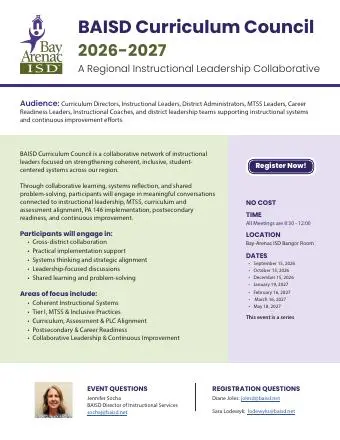 Front page of the Bay-Arenac ISD flyer, dated Sep 15, 2026.