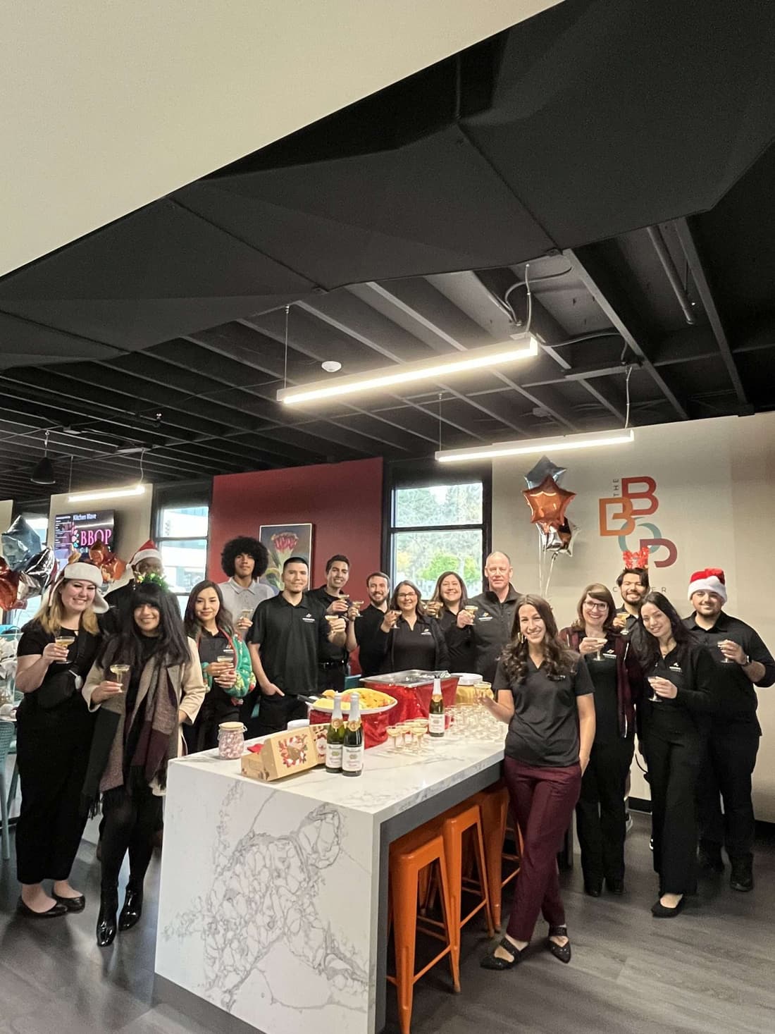 BBOP staff and the Tomorrow's Talent team at a holiday gathering in the Center
