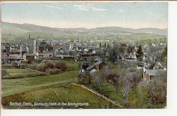 A circa-1910 postcard showing Bethel from above