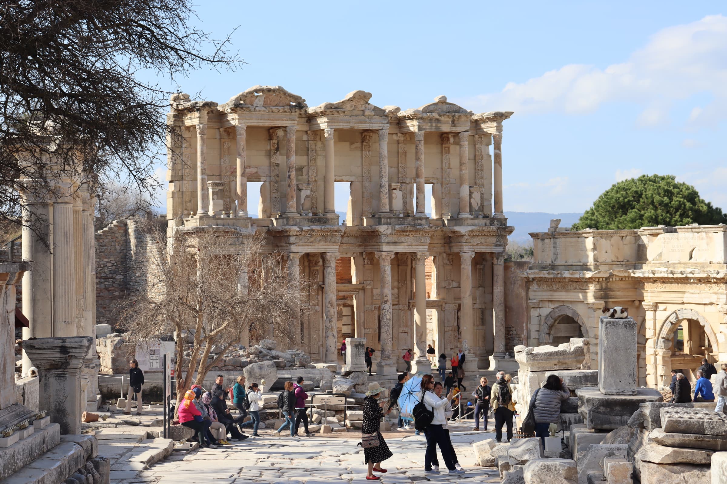 The two-story Roman facade of the Library of Celsus at Ephesus