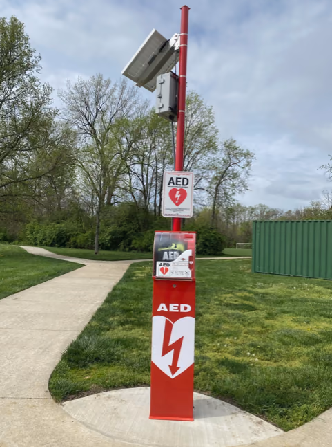 solar-powered AED at Forest Field Park