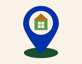 location icon with a house in the center