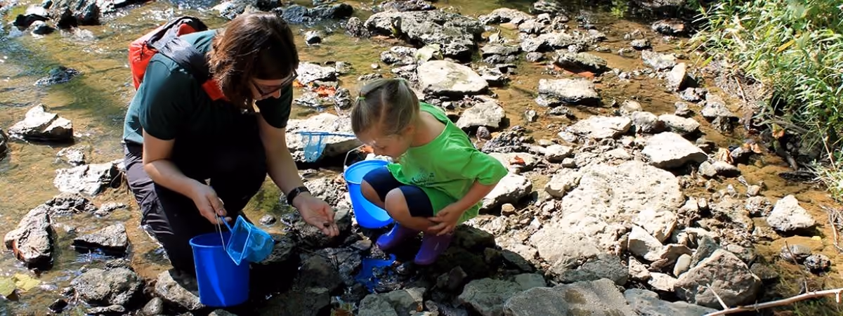 Preschoolers and a naturalist on the Preschool Nature Series at Bill Yeck Park