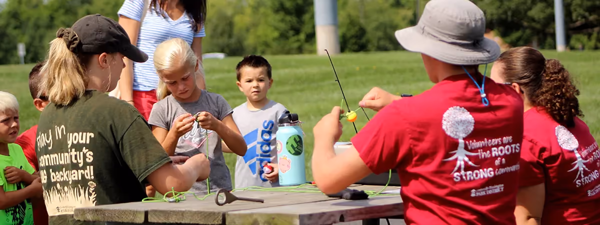 Park District volunteers gathered outdoors