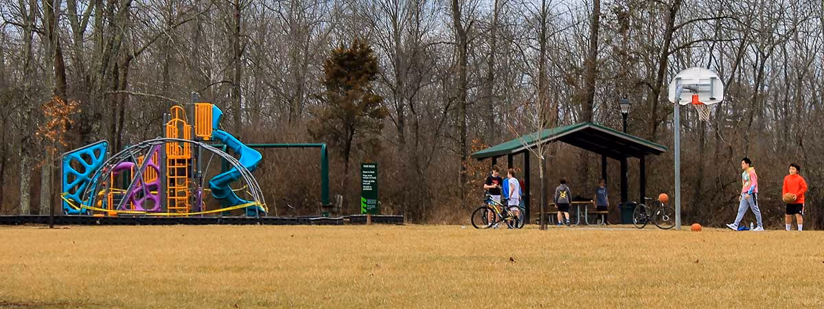 Park playground and picnic shelter