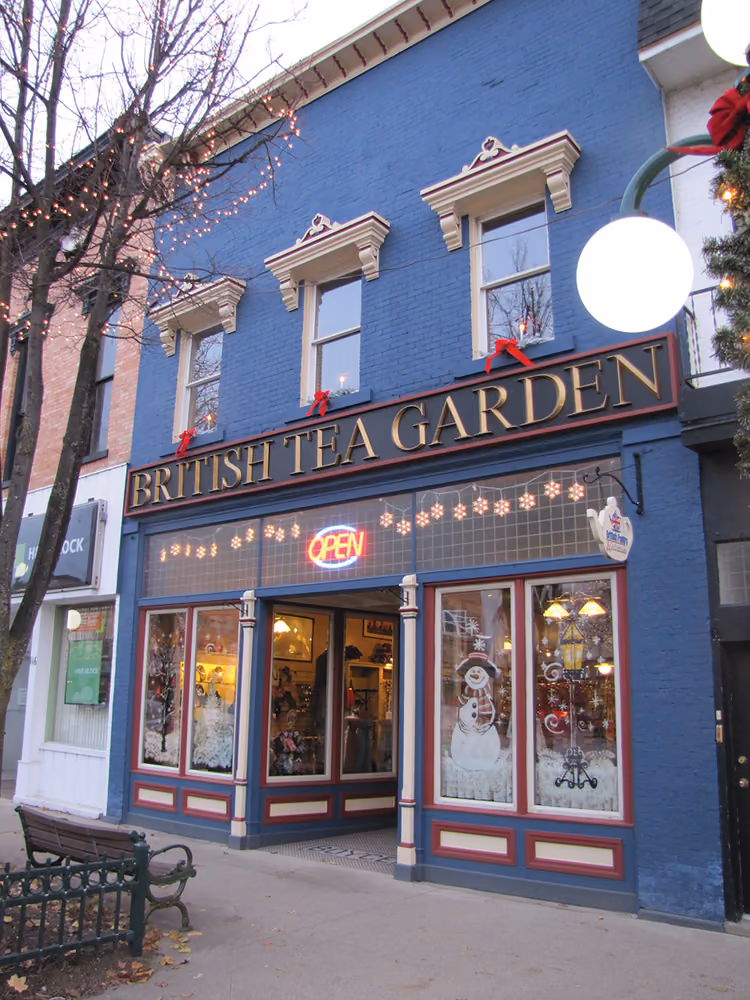 British Tea Garden and Roof Top Cafe, 112 E. Chicago Blvd.