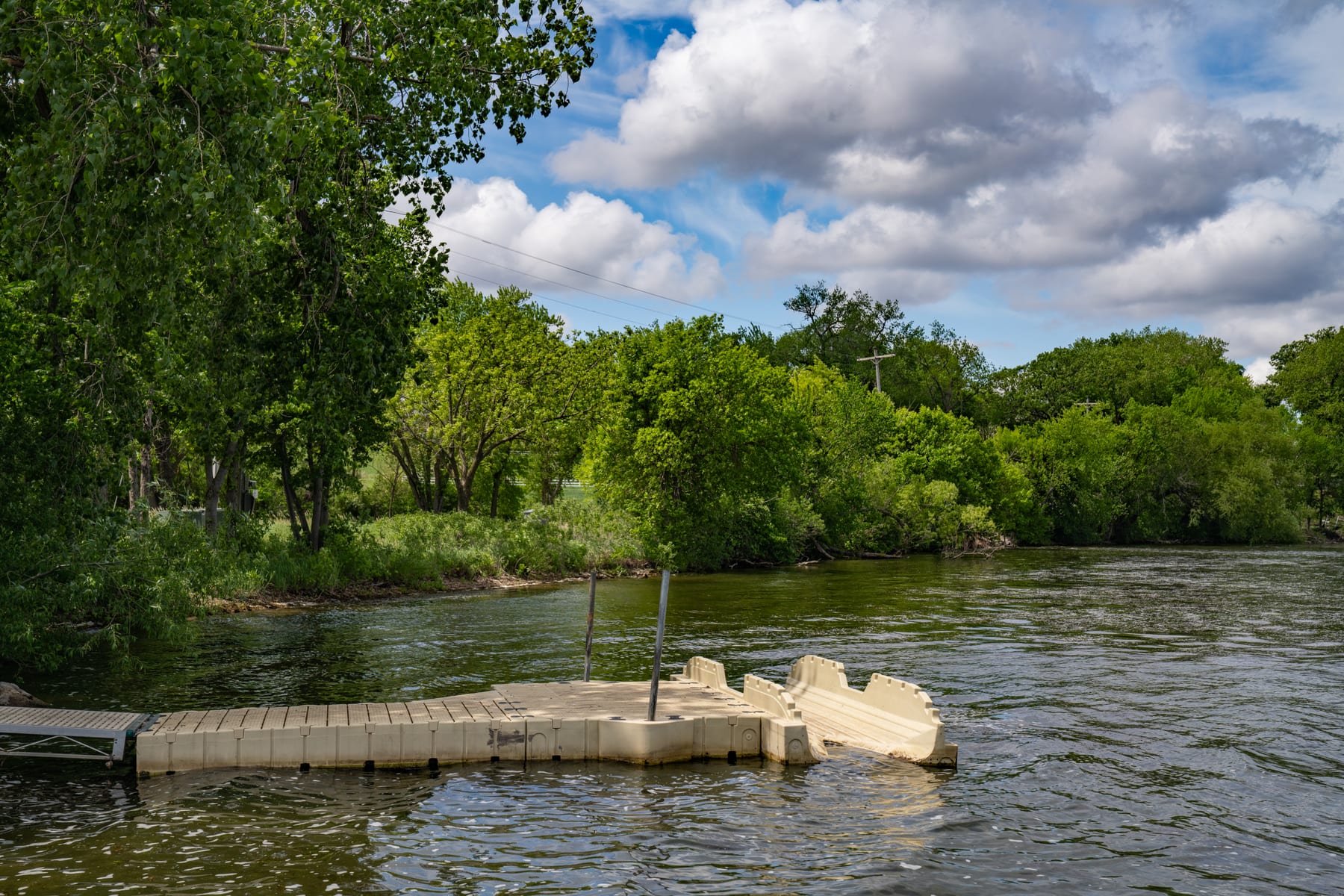 The floating accessible kayak launch on Amber Lake