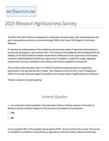 First page of 2025 Missouri Agribusiness Survey