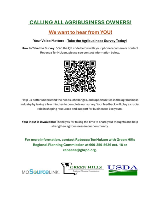 First page of Agribusiness Survey Flyer, 2025