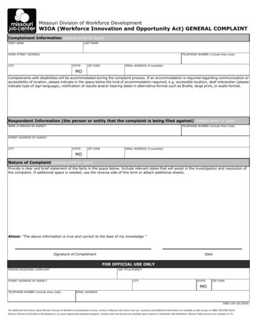 First page of Complaint Form: If You Feel Discriminated Against