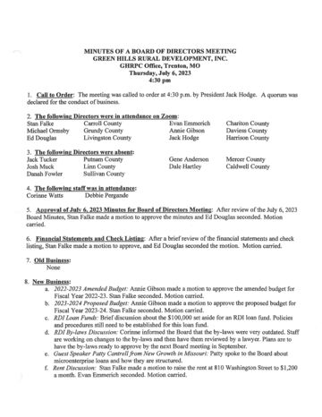 First page of GHRDI Board Minutes, July 6, 2023