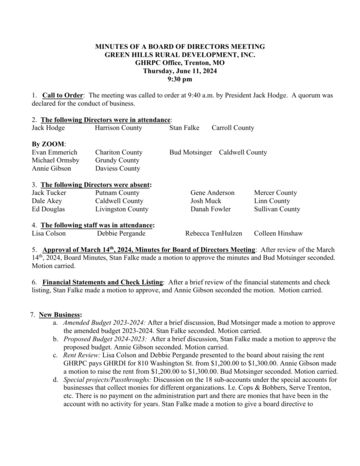 First page of GHRDI Board Minutes, June 11, 2024