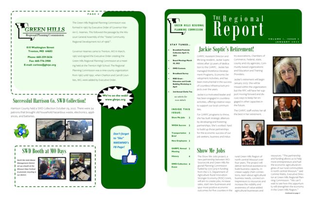 First page of GHRPC Newsletter, Issue #3, January 2023