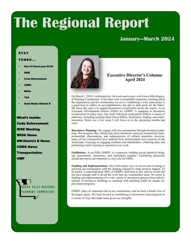 First page of GHRPC Newsletter, Issue #5, First Quarter 2024