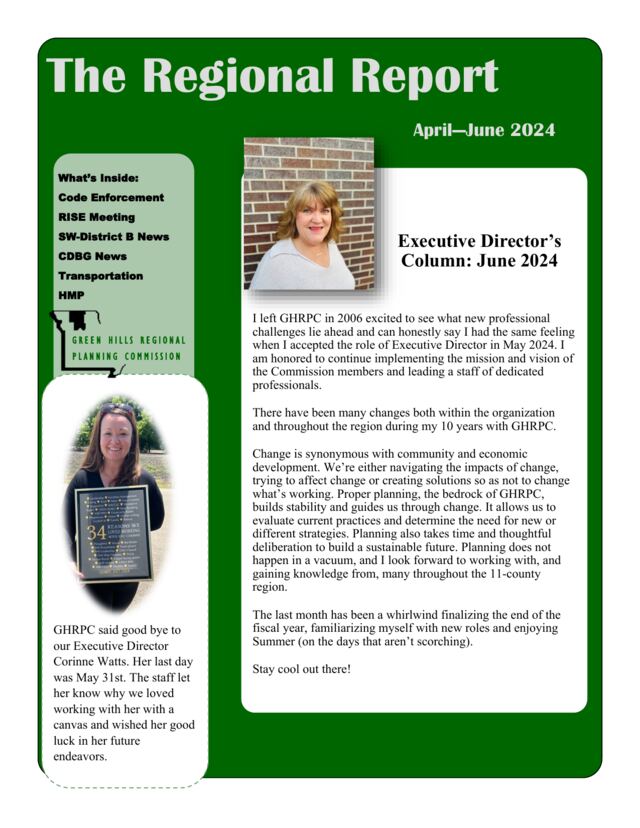 First page of GHRPC Newsletter, Issue #6, Second Quarter 2024