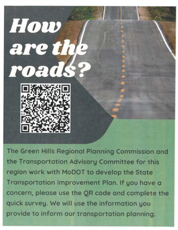 First page of How Are the Roads? Survey Flyer