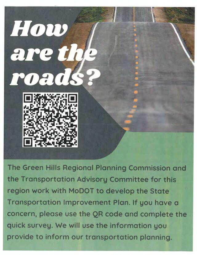 First page of How Are the Roads? Survey Flyer