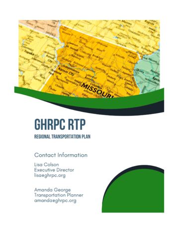 First page of Regional Transportation Plan (Updated 2024)