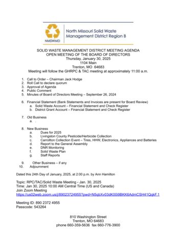 First page of Solid Waste District Board of Directors Agenda, January 30, 2025