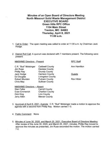 First page of Solid Waste District Executive Board Minutes, April 8, 2021