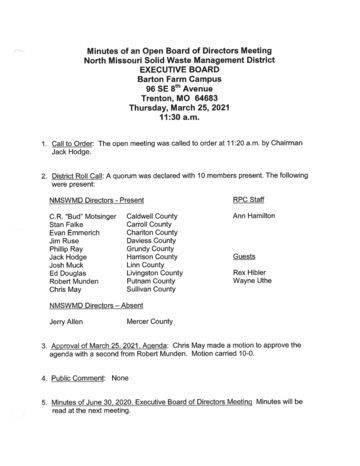 First page of Solid Waste District Executive Board Minutes, March 25, 2021