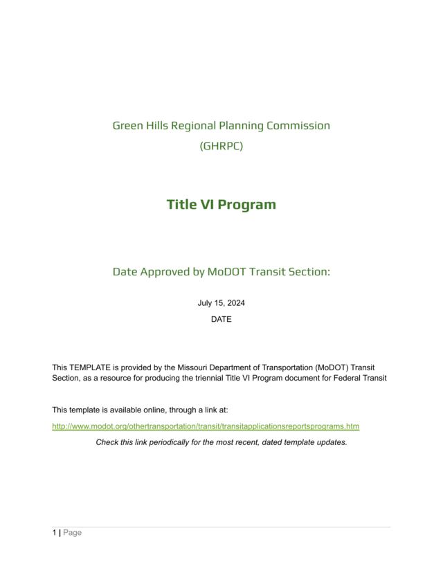 First page of Title VI Plan (2024)