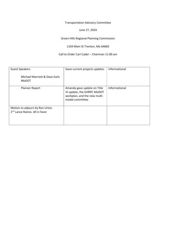 First page of Transportation Advisory Committee Minutes, June 2024