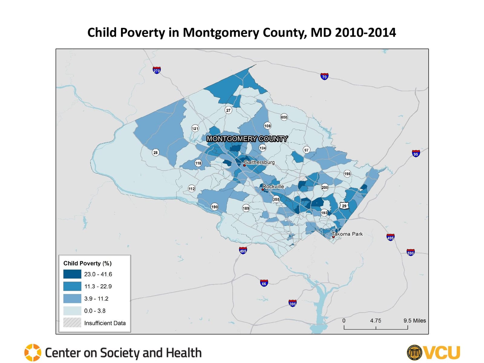 Child Poverty by census tract, 2010 to 2014