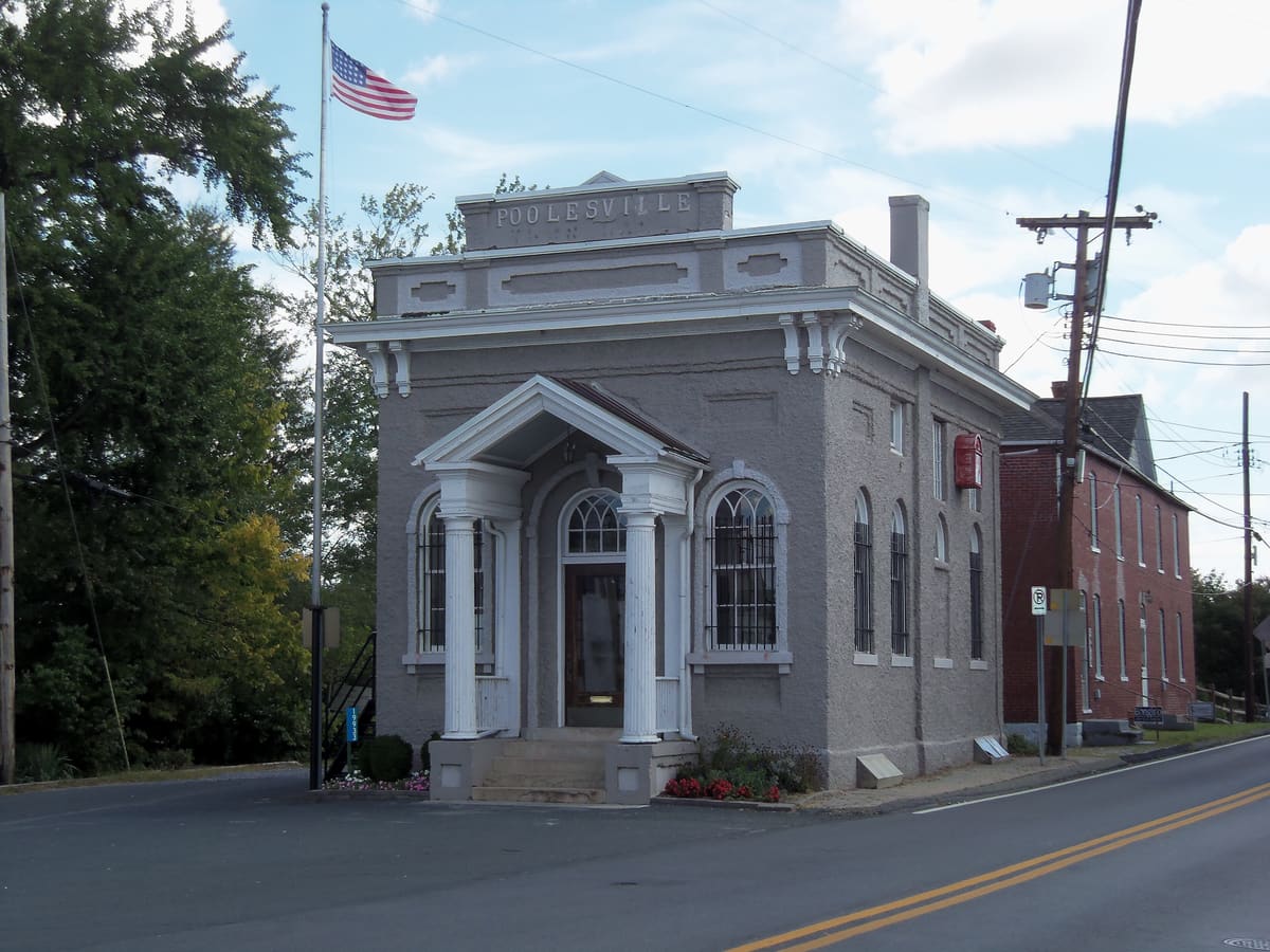 The former Poolesville Town Hall in the Poolesville Historic District