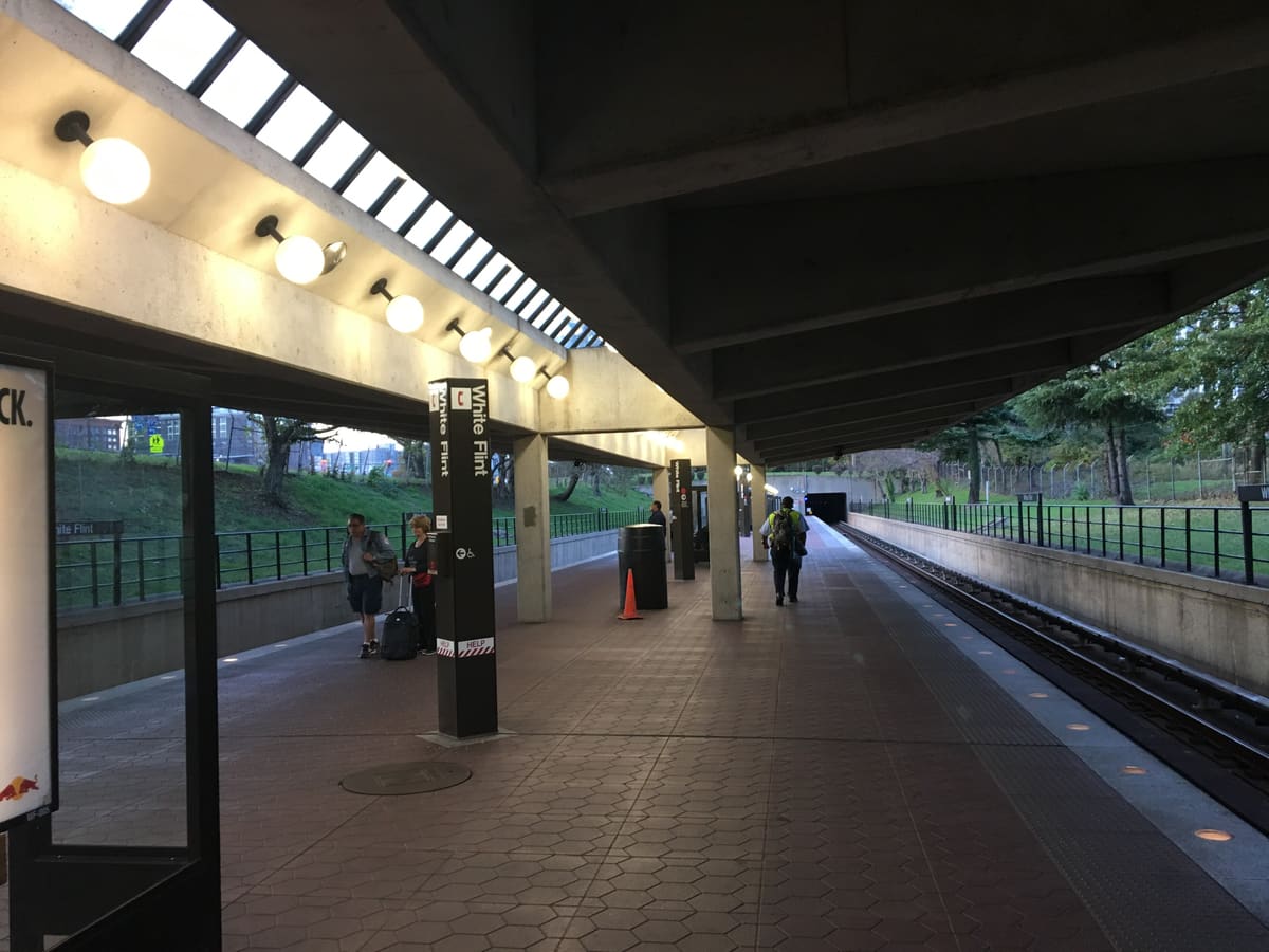 The platform of the White Flint Metro station, North Bethesda