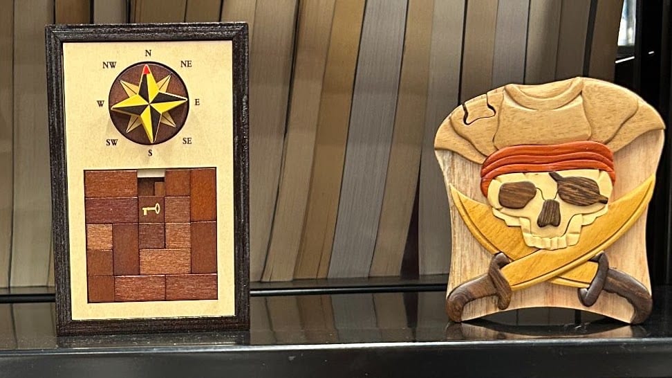 Story Quest puzzle boxes built by library staff for this summer's Unearth a Clue program