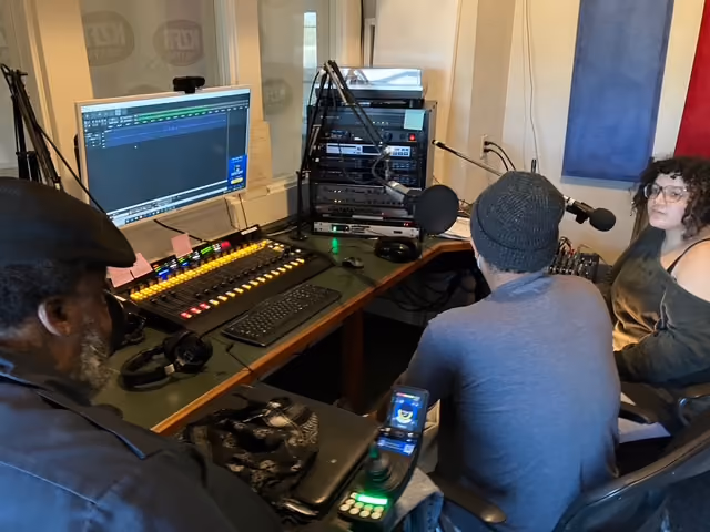 Young participants recording a Chico Speaks podcast in March 2026