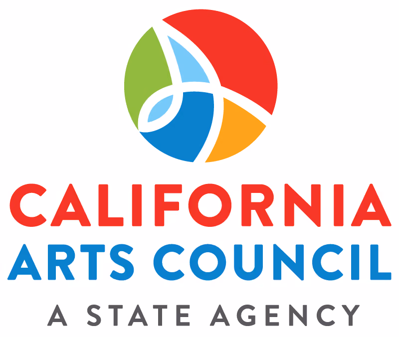 California Arts Council logo, a state agency, with a colorful circle in red, blue, green and orange