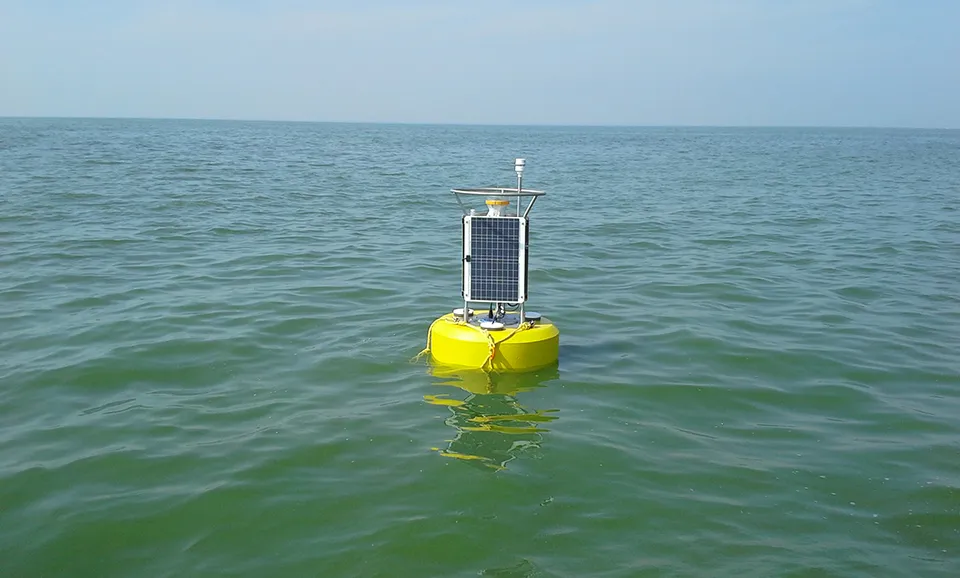 A NOAA water-quality monitoring buoy on Lake Erie