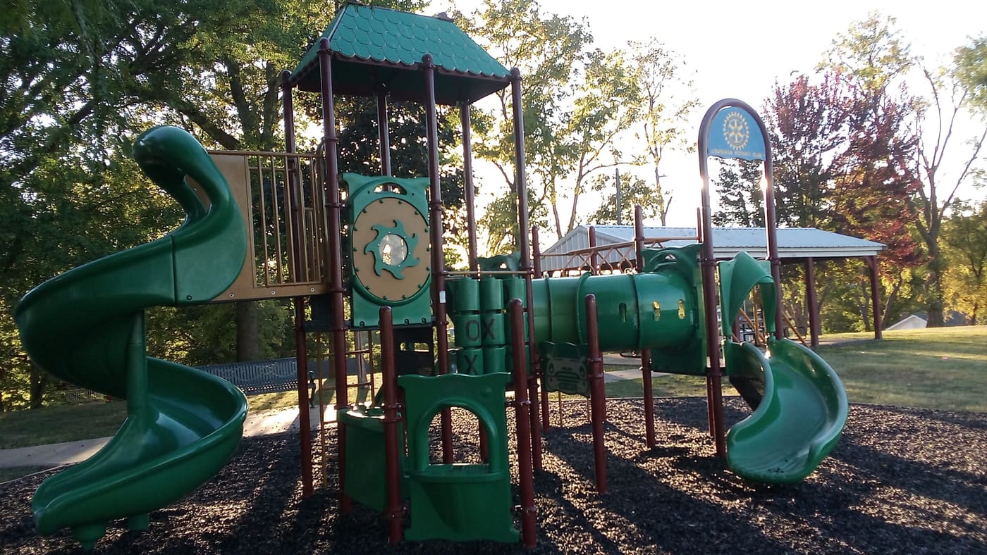 Playground equipment for children in a Louisiana city park.