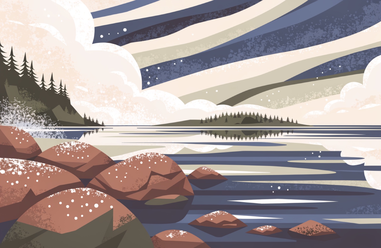 Illustration of a Lake Superior shoreline in northern Wisconsin