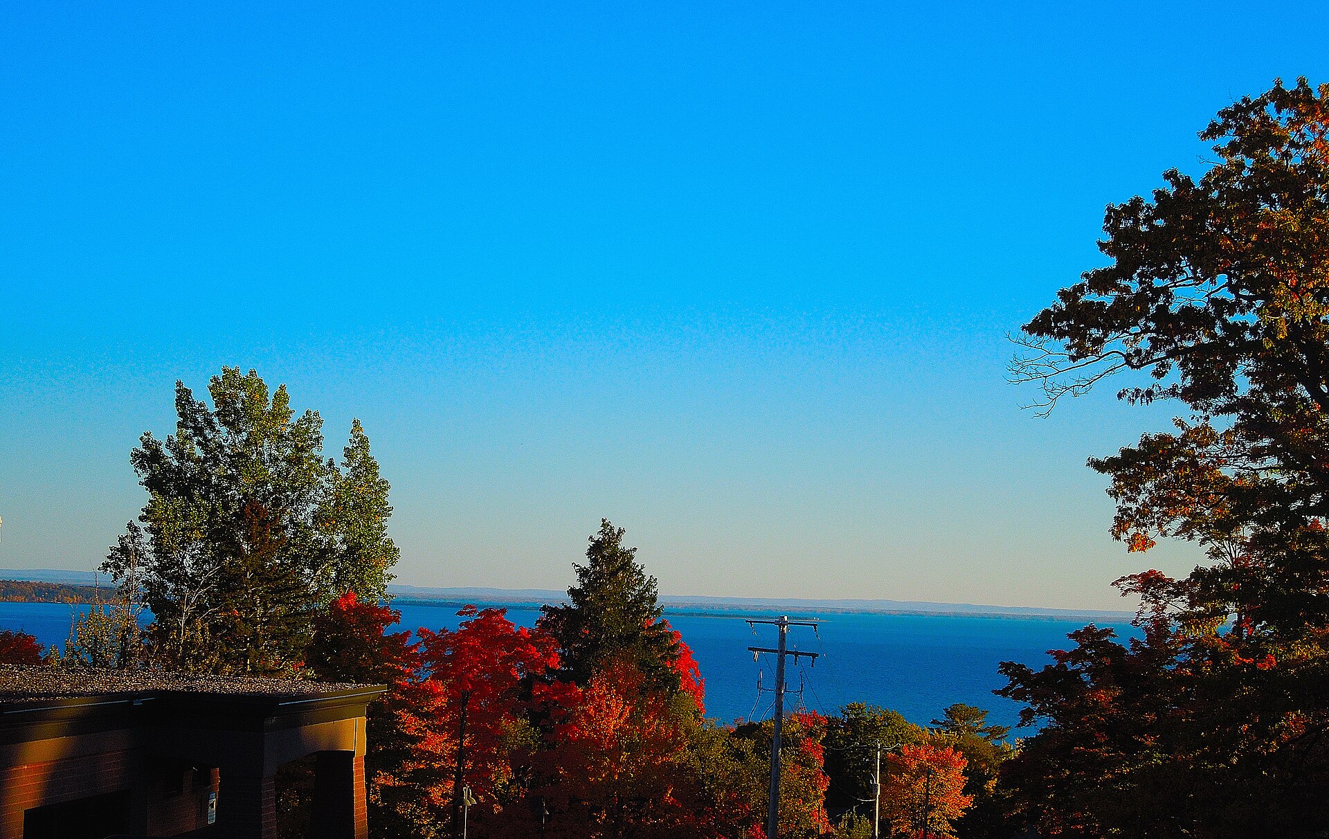 Wide view over Chequamegon Bay in northern Wisconsin