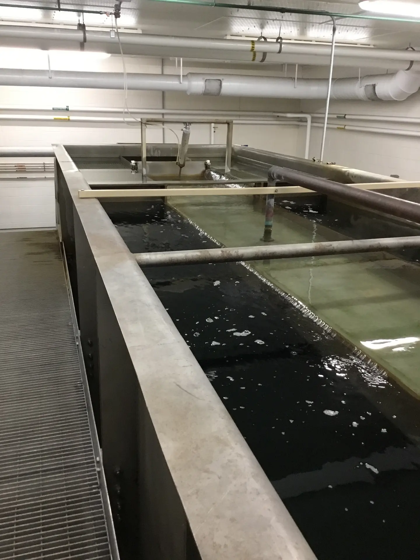 Open filter channels of water inside a treatment station