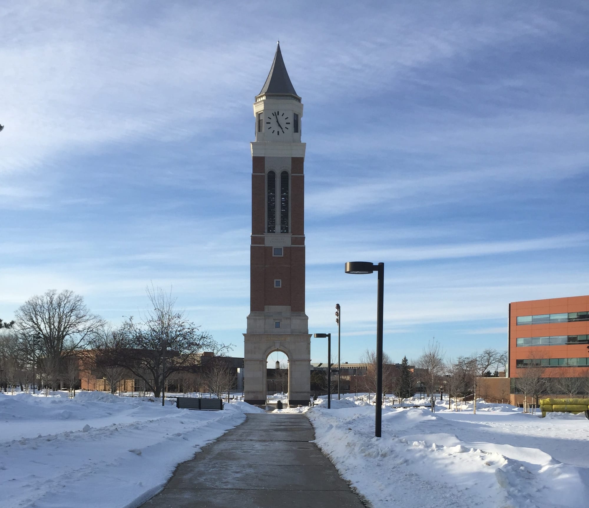 Elliott Tower, the carillon bell tower at the heart of Oakland University's campus