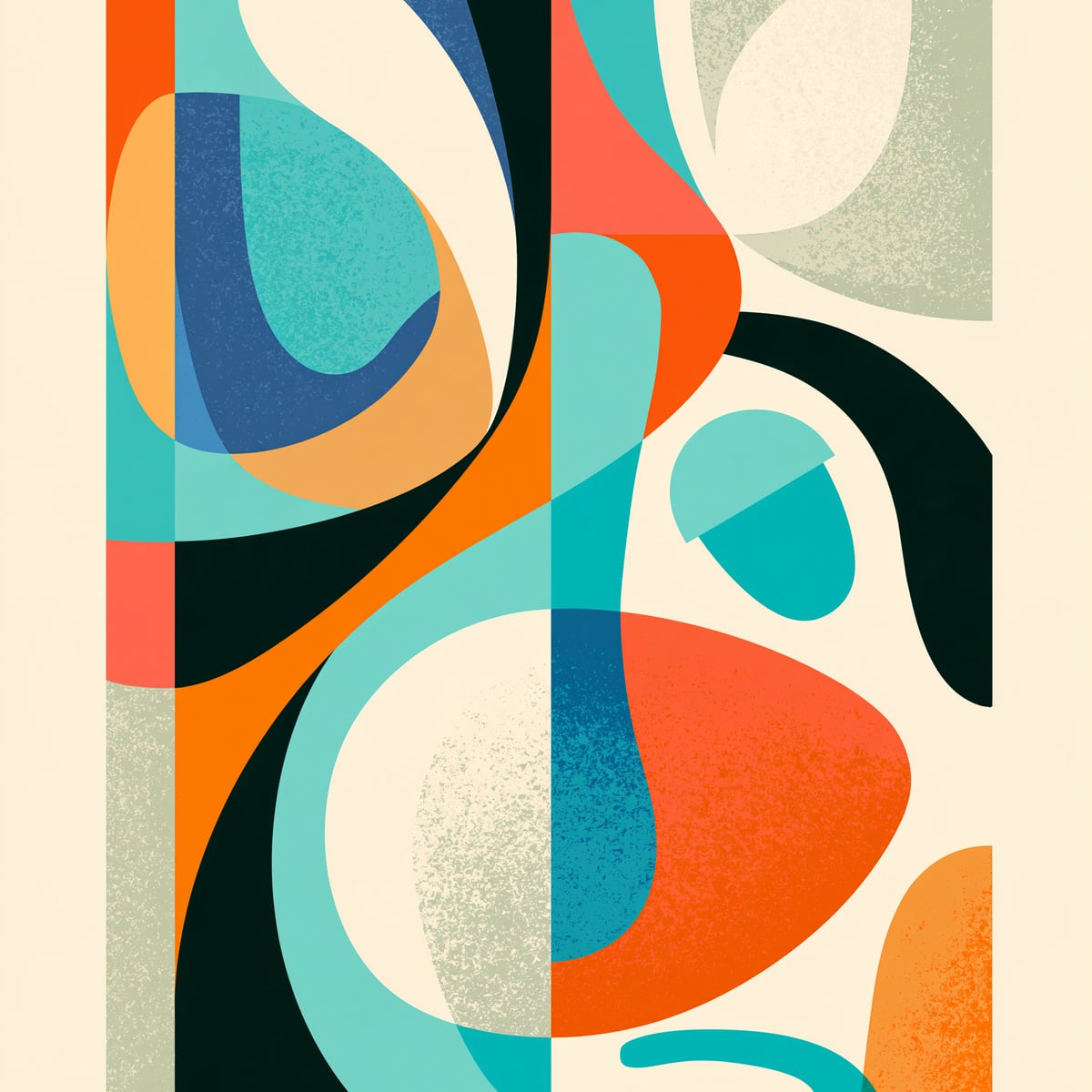 Curved warm shapes on cream