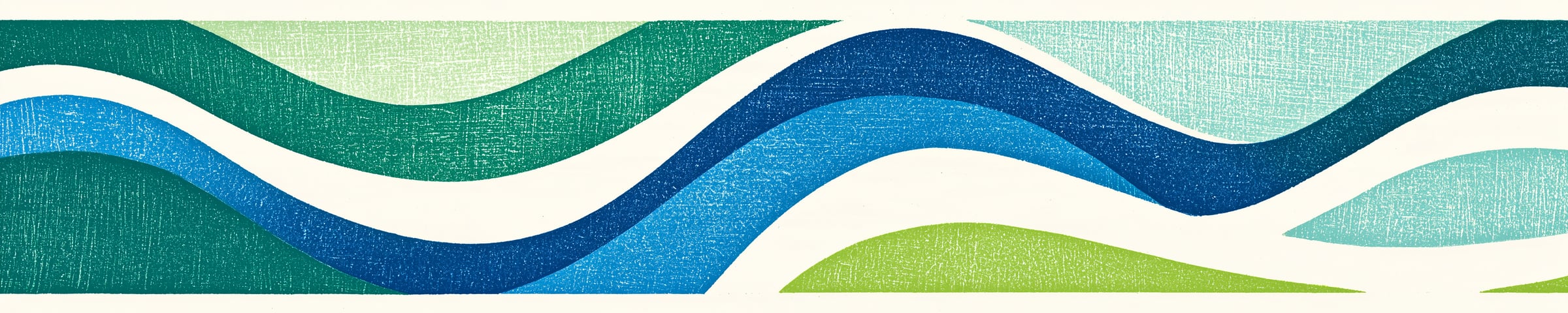Creek water in flowing bands of blue and green