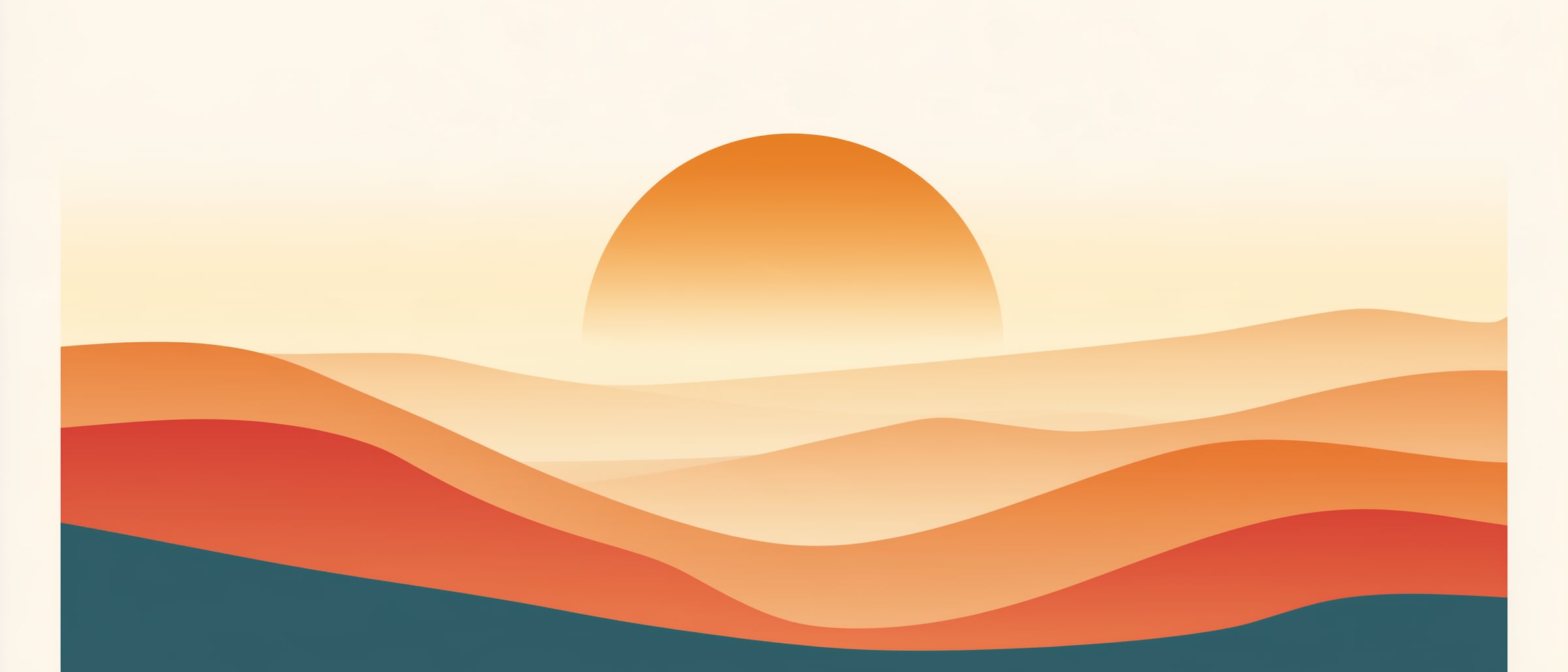 A soft sun over layered warm hills