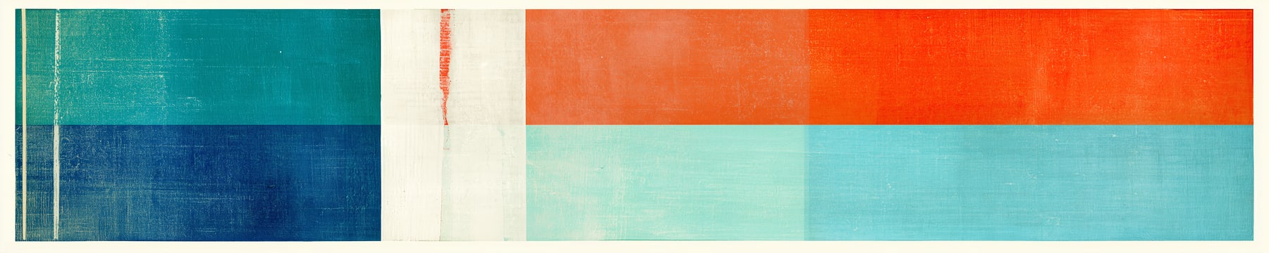 A long plane of lake blue against a scarlet band